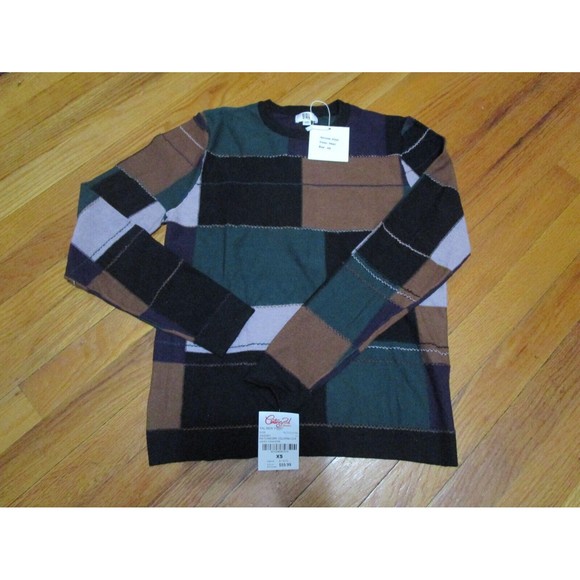 NWT YAL New York womens long sleeve patchwork print multicolor knit sweater XS - Picture 7 of 8